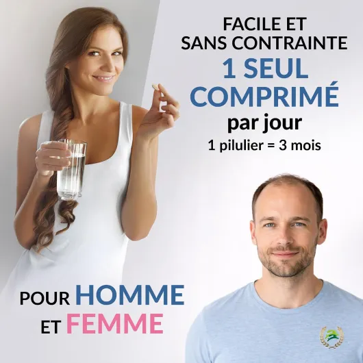 BIO 5 Chute des Cheveux – Anti-Chute Bio – 90 Comprimés (3 Mois) – Cheveux Fins & Clairsemés – Complément Alimentaire – Homme & Femme – Fabriqué en France