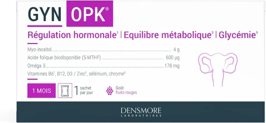 Densmore - GYN'OPK - Régulation hormonale et Glycémie - SOPK - Omega 3, Myo inositol, Acide folique, Zinc et Chrome - Complément alimentaire - 30 sachets - 1 mois