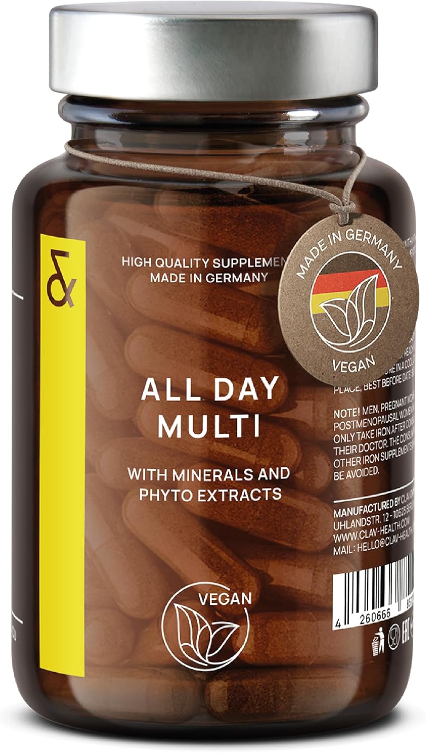 Multivitamines et Minéraux Complexe - 30 précieuses Vitamines A-Z, Mineraux & Extraits de Plantes - All In One Premium Multi Vitamine pour Femme & Homme - Naturel & Végétalien