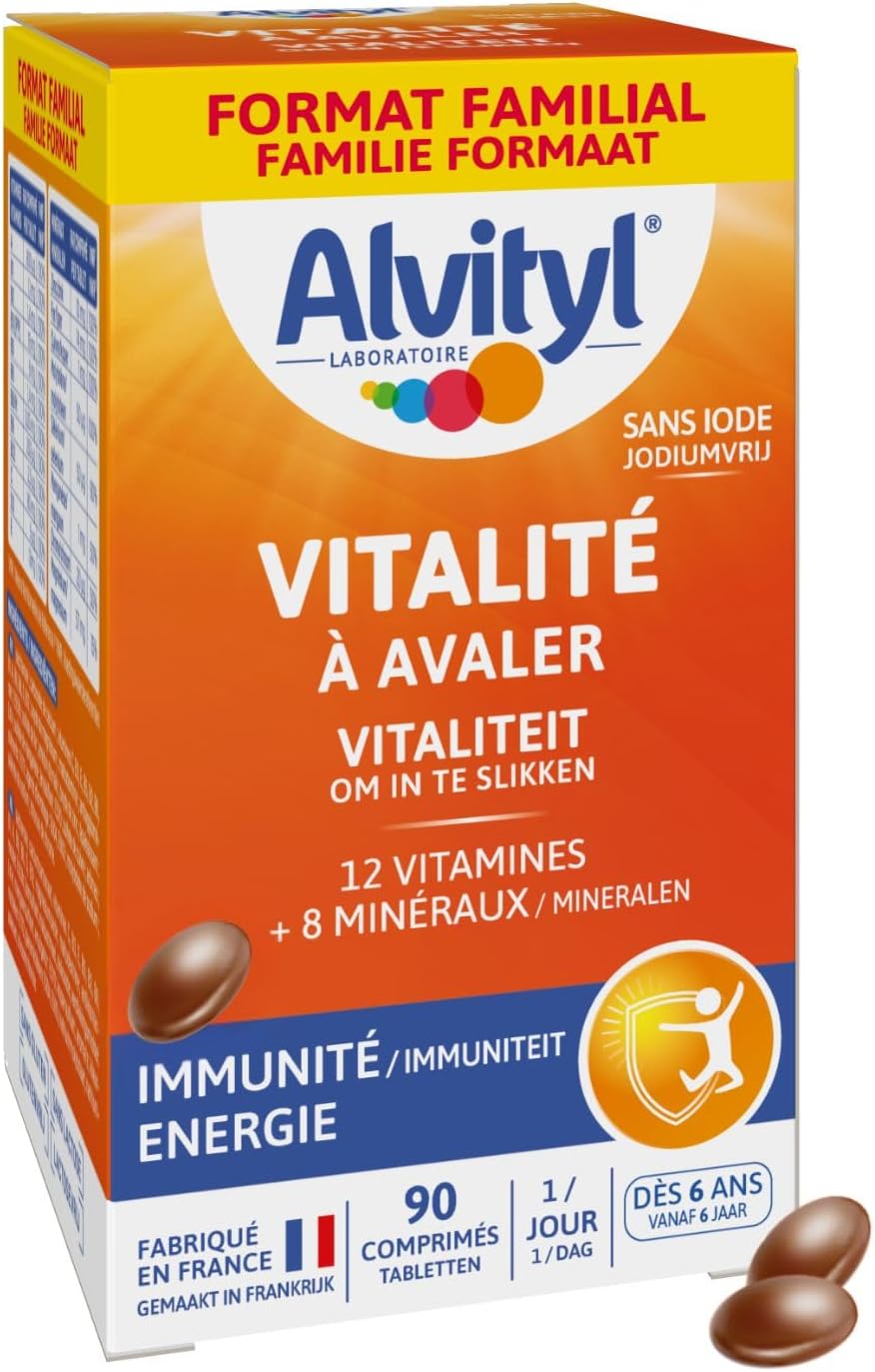 Alvityl - Comprimés Vitalité - 12 vitamines et 8 minéraux - Dès 6 ans - Maxi Format 90 comprimés Chocolat 90 unité (Lot de 1)