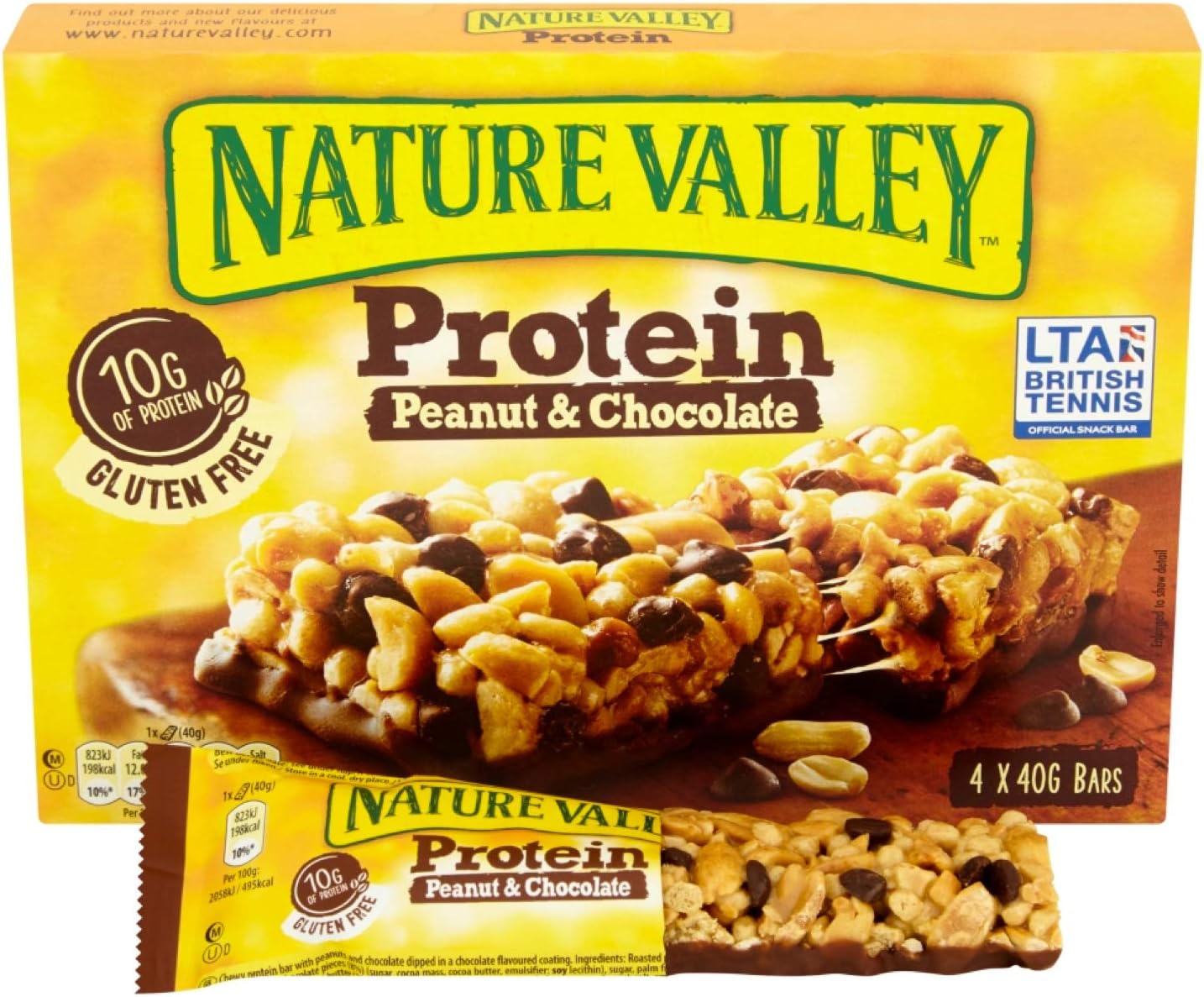 Nature Valley Protéines Cacahuètes et chocolat 12 x 40 g Chocolat 40 g (Pack of 12)