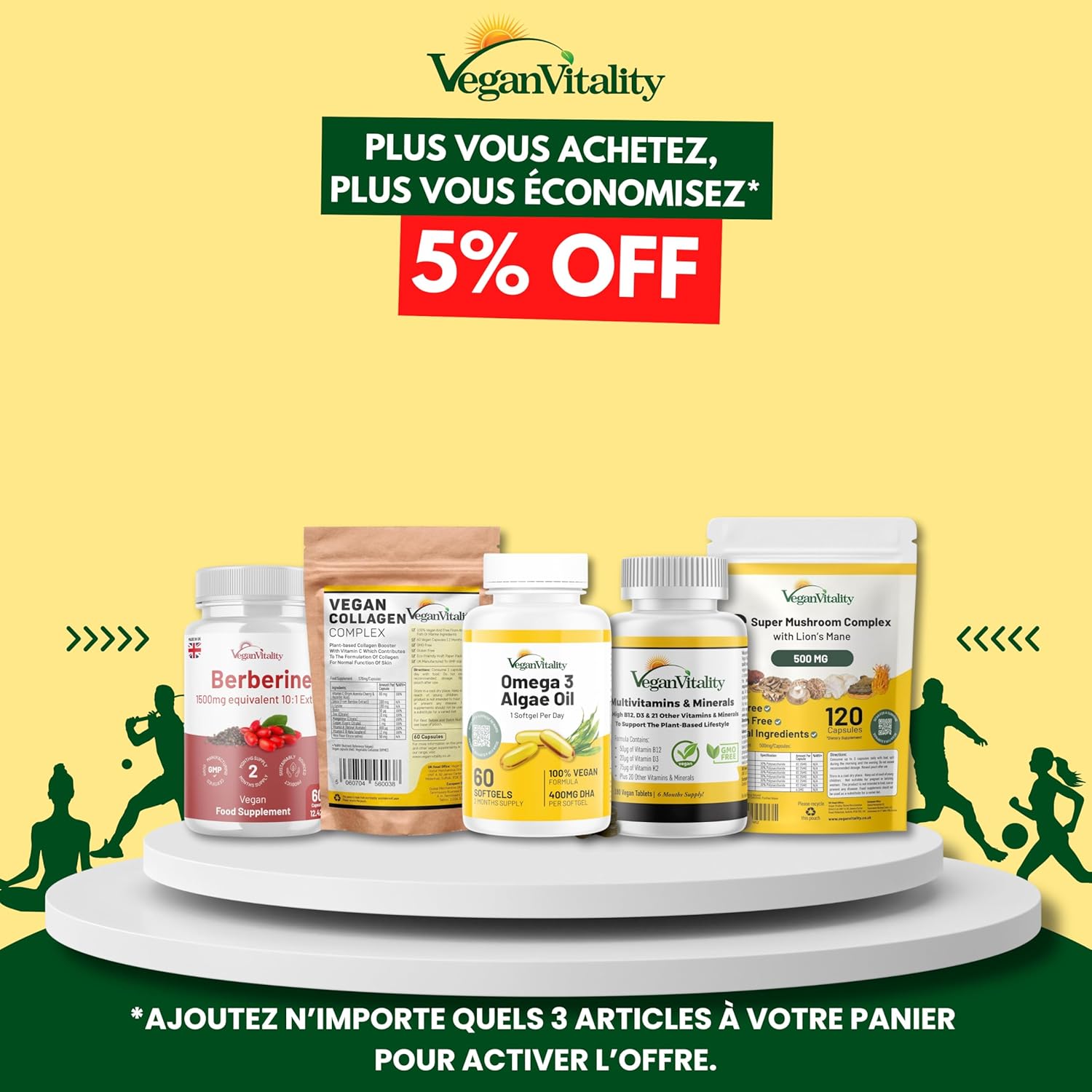 Omega 3 Vegan Huile d'algues 400 mg DHA par capsule, 60 capsules, soit 2 mois d'huile vegetale - Remplace huile de foie de morue, convient à tous les régimes vegan/végétariens 1
