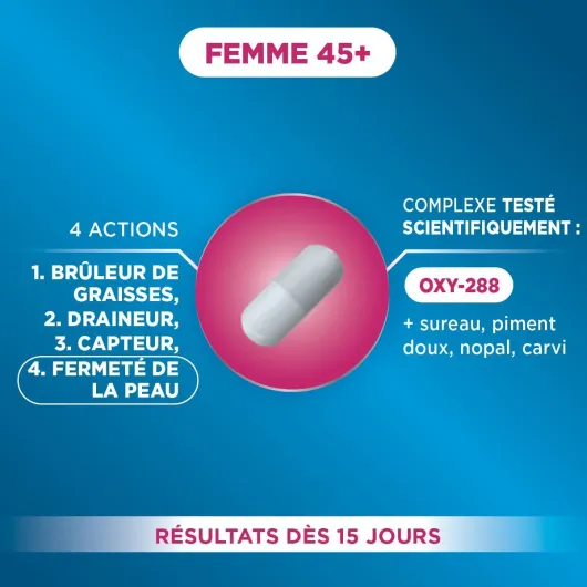 XtraSlim Chrono 45+ Perte De Poids Femme 45 ans et + - Bruleur de Graisse Puissant 15 Jours – Etude Clinique - Programme Minceur Express 15 jours - 60 gélules, 4/jour