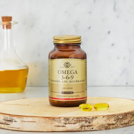 Omega 3-6-9 - Cardiovasculaire - Acides Gras - Poisson, Lin, Bourrache - Complément Alimentaire - Flacon de 60 capsules