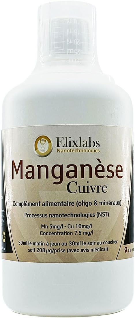Manganese et cuivre colloïdal, 500 ml, Elixlabs Technologie Bio-Chem