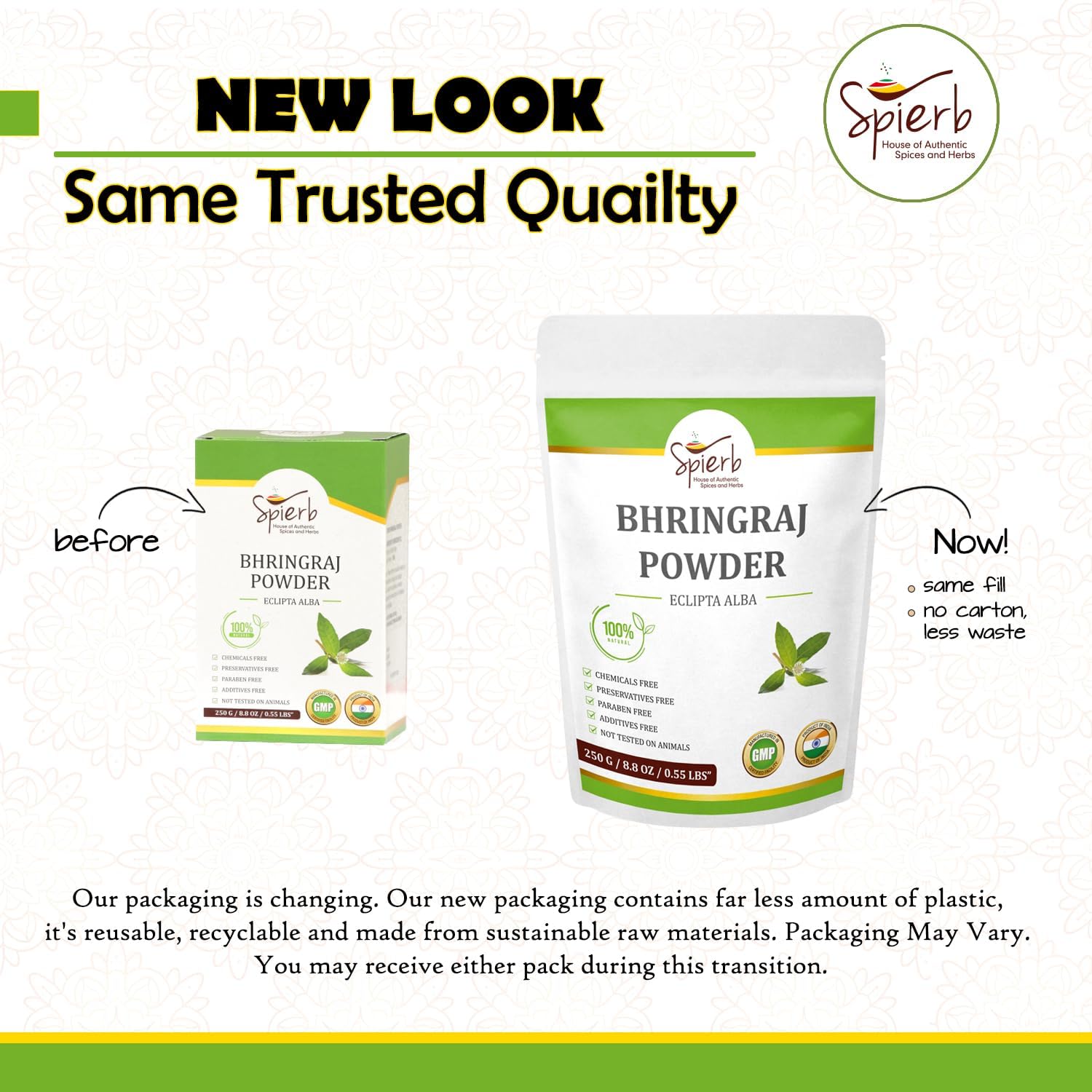 Bhringraj Poudre (250gm / 0.55 lb / 8.81oz) - 100% pur Eclipta alba pour la croissance des cheveux Powder naturelle de feuilles de Bhringaraj Herbal naturel épaississant pour cheveux