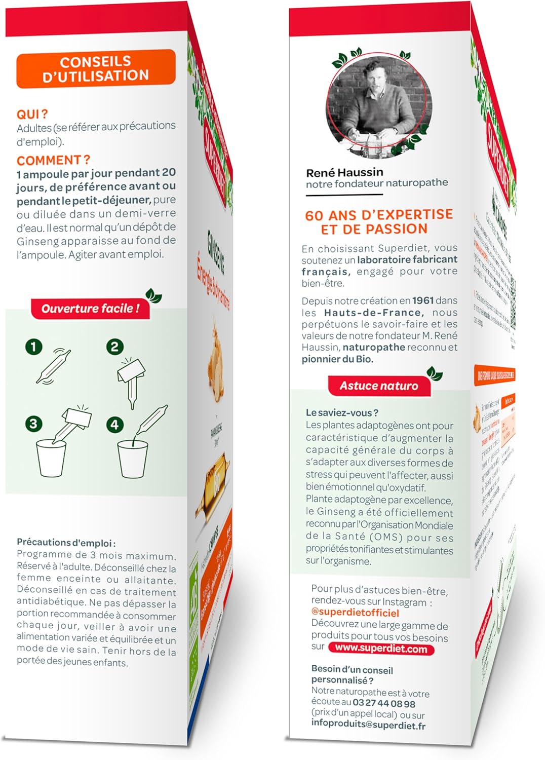 GINSENG BIO – Énergie & Dynamisme – Phytothérapie – Fabrication française – 20 ampoules de 10 ml