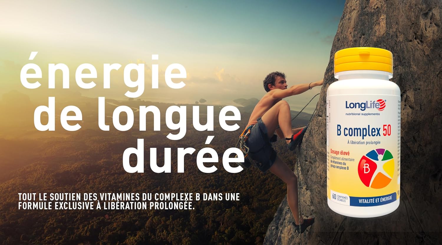 ® B Complex 50 - 11 vitamines groupe B à libération prolongée - Formule complète à haute dose - Vitalité, défenses immunitaires - 4 mois de traitement - Contre la fatigue et le stress - Sans g