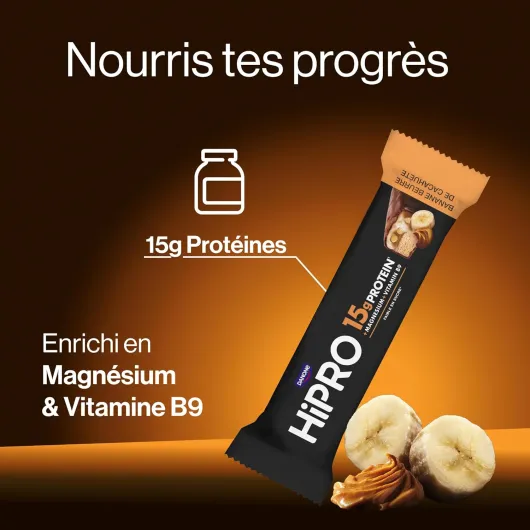Barre Protéinée – Banane & Beurre de Cacahuète – 45g – Riche en Protéines, Magnésium & Vitamine B9 - Pack de 12