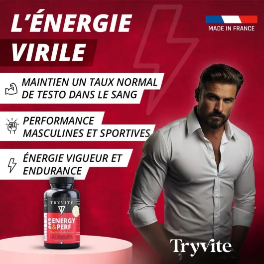 Formule Testo Homme - Performances Masculine - Vigueur Energie Endurance - 90 Gélules Pour Circulation Sanguine - Ginseng MACA - COLA -vitamines et minéraux - TRYVITE ENERGY&PERF
