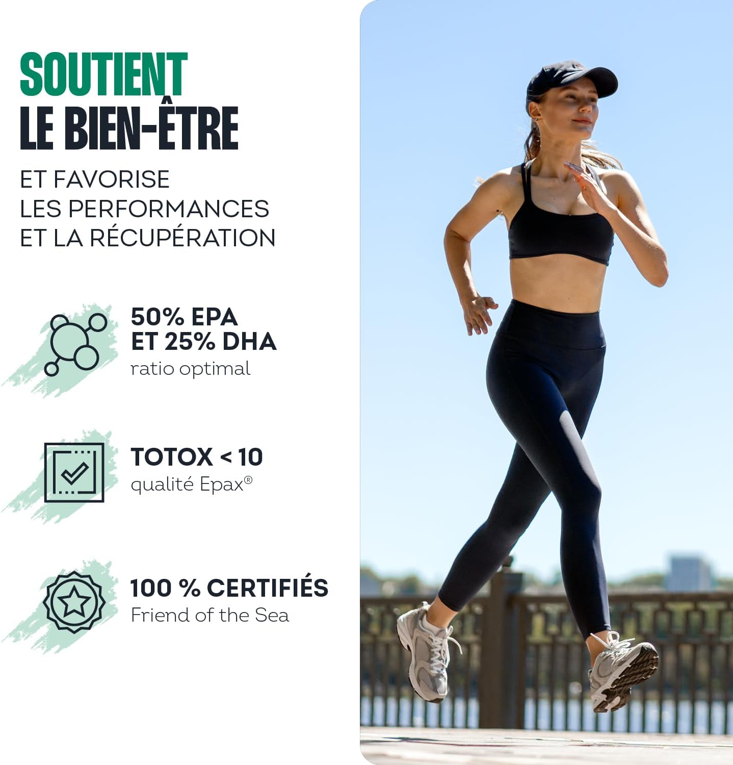 Oméga 3 concentrés 50% EPA / 25% DHA - Qualité Epax® - Pureté Totox <10 - Certifiés Friend of the Sea - Complément alimentaire Bien-être & Performance - Fabriqué en France
