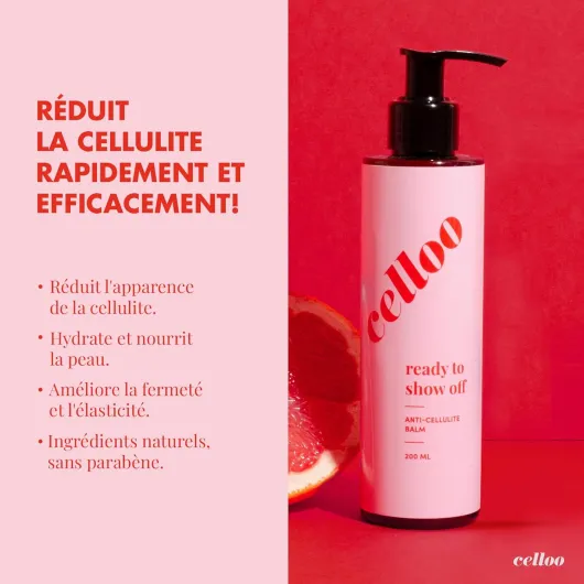 Celloo Crème Anti-Cellulite pour femmes 200 ml - Lotion pour le corps peaux sèches, lotion contre la cellulite et les vergetures avec de l'huile d'avocat, extrait de racine de gingembre
