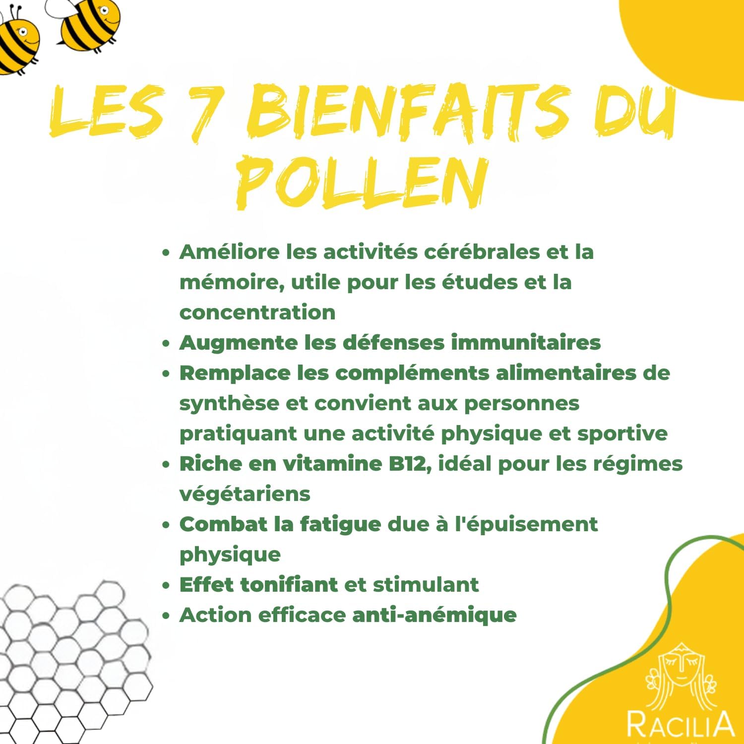 Pollen issu de l'Agriculture Biologique - 100% Sicilien, Riche en Vitamines, Minéraux et Antioxydants - Écologique, Sans Pesticides (500 G) 500 g (Lot de 1)