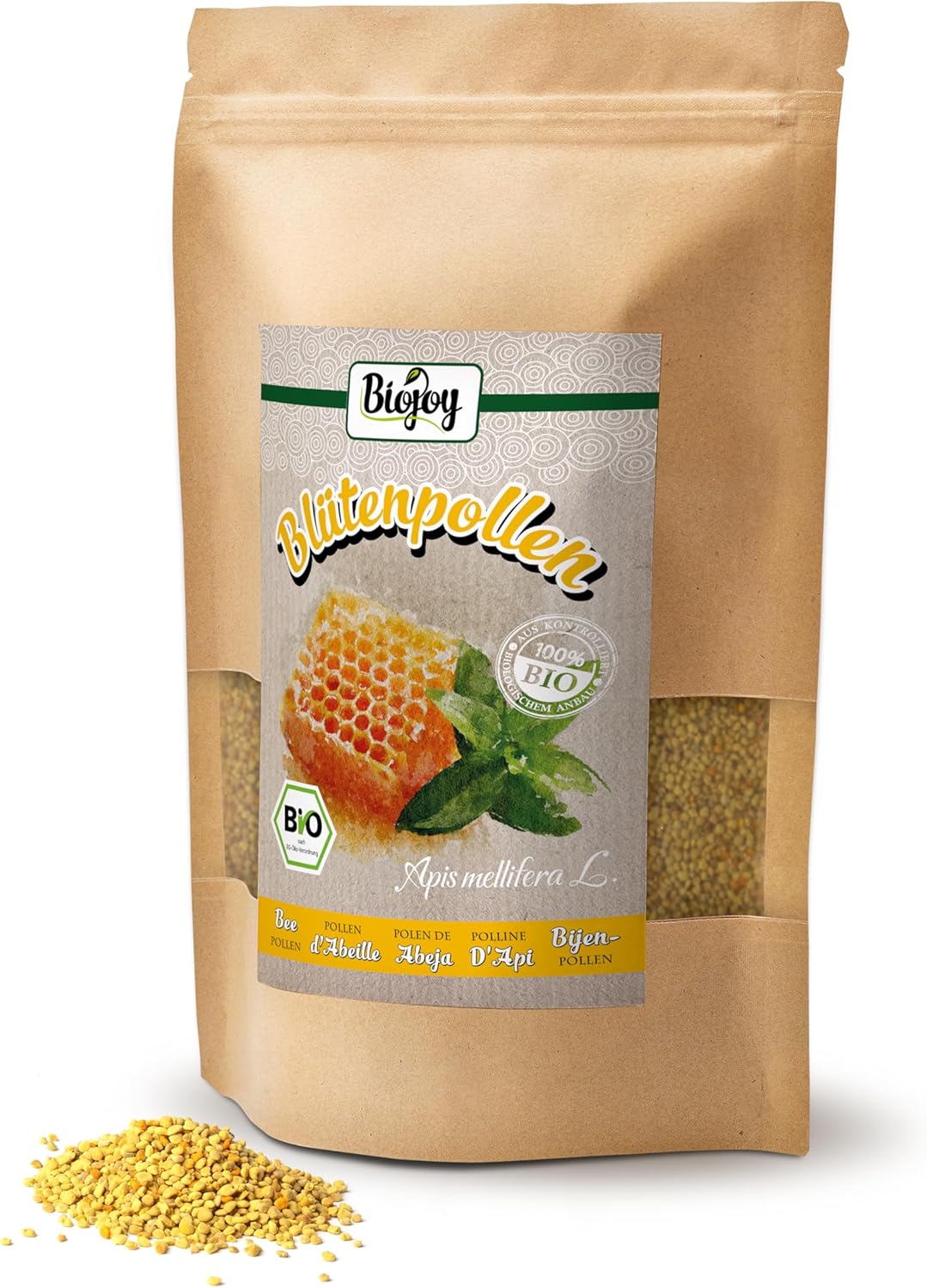 Pollen d’Abeille BIO (500 g), granulés de Pollen de Fleurs, naturel, idéal à manger 500 g (Lot de 1)