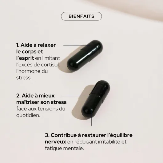 Cure Anti-Stress - Réduit Cortisol, Soulage Stress & Fatigue Nerveuse - Action 2 en 1-95% Naturel - Vitamines B6, B9, B12 et Magnesium - 1 Mois - Vegan - Fabriqué en France