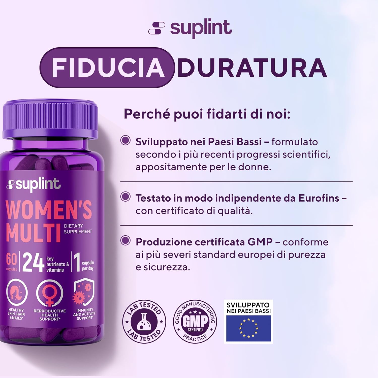 Multivitamines et Minéraux Femme Haute Puissance – Complexe A–Z avec Vitamine B6, Fer, Zinc & Vitex – 60 Gélules – Complément Alimentaire Premium avec Multivitamines et Minéraux