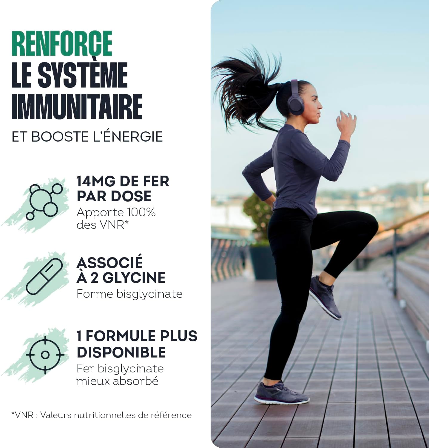 Fer Bisglycinate 14 mg Hautement Assimilable - Énergie, Immunité & Anti-Fatigue - Complément Alimentaire Sport & Vitalité - Formule Pure & Efficace - Fabriqué en France