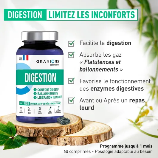 DIGESTION - Confort digestif - Ballonements - 60 comprimés