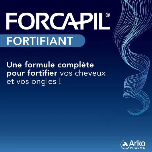 Forcapil Fortifiant - Cheveux et Ongles - Complément alimentaire pour cheveux et ongles - Renforce la fibre capillaire - Cure de 4 mois