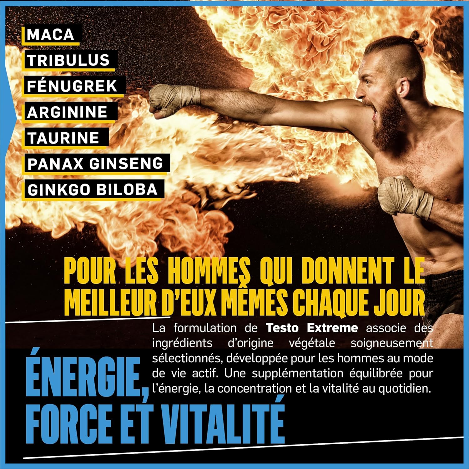 Italian Elite Testo Extreme Elite 240 caps Booster Stimulant Énergie 21 ingrédients Maca, Tribulus, Fenugrec, Zinc, Arginine, Taurine, Ashwagandha, Vitamines et Minéraux.