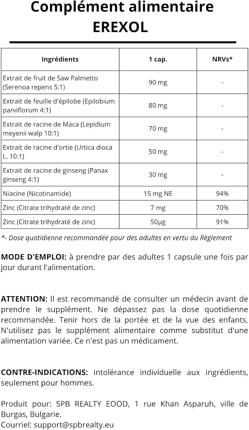 Complexe Naturel d’Extraits de Plantes et de Maca – Avec Niacine, Zinc & Sélénium – Complément Alimentaire – 60 Gélules - (1)