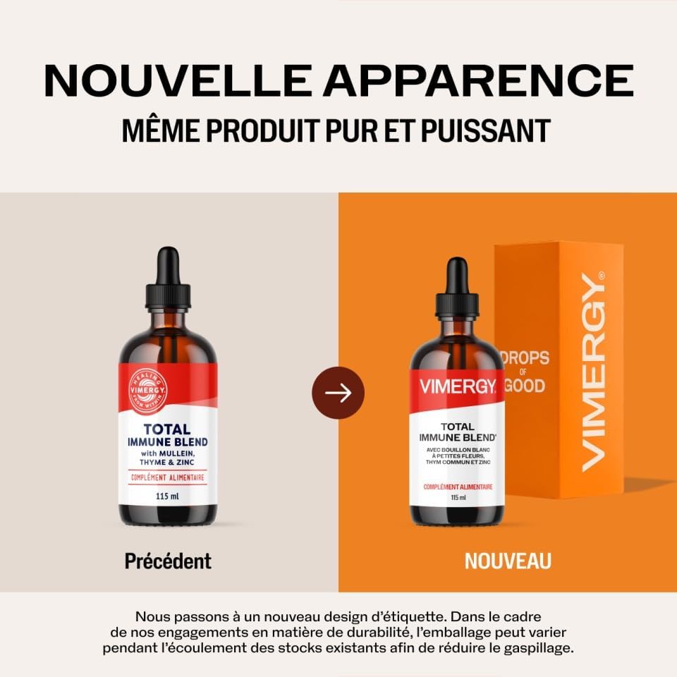 Total Immune Blend – Complément Défense Immunitaire à Absorption Rapide – Gouttes Toutes Saisons avec du Zinc, du Thym et de la Molène – Sans OGM, Végétalien, 57 Portions (115 ml)