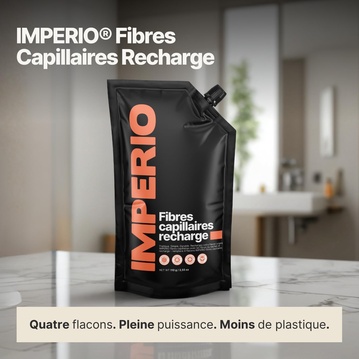 Recharge de cheveux dispersés - Recharge de 110 g avec cheveux raides de qualité supérieure - Recharge durable avec fermeture pratique - Remplissage facile de la boîte Hair Fibers (marron marron clair 110 g (Lot de 1)