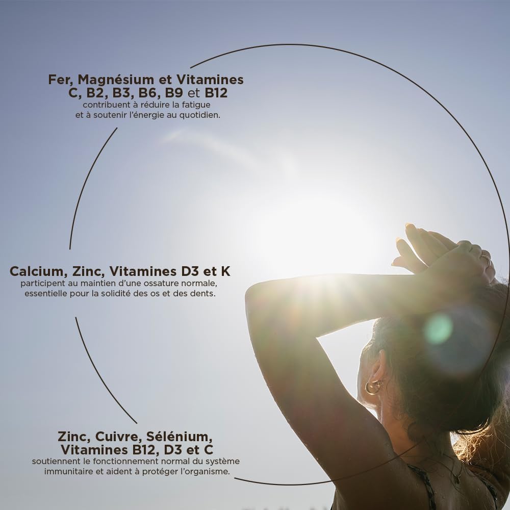 Multivitamine Femme – Réduction de la Fatigue – 13 vitamines et 9 minéraux – Zinc, Fer Bisglycinate, Phytonutriments Oxxynea – Source d'énergie – Complément Alimentaire – 60 gélules végétales