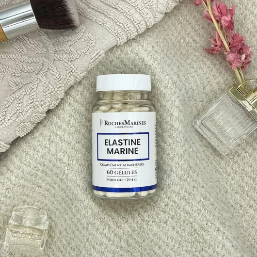 Roches Marines - Complément alimentaire Élastine marine - Souplesse de la peau - Élasticité de la peau - 60 gélules - Développé en France