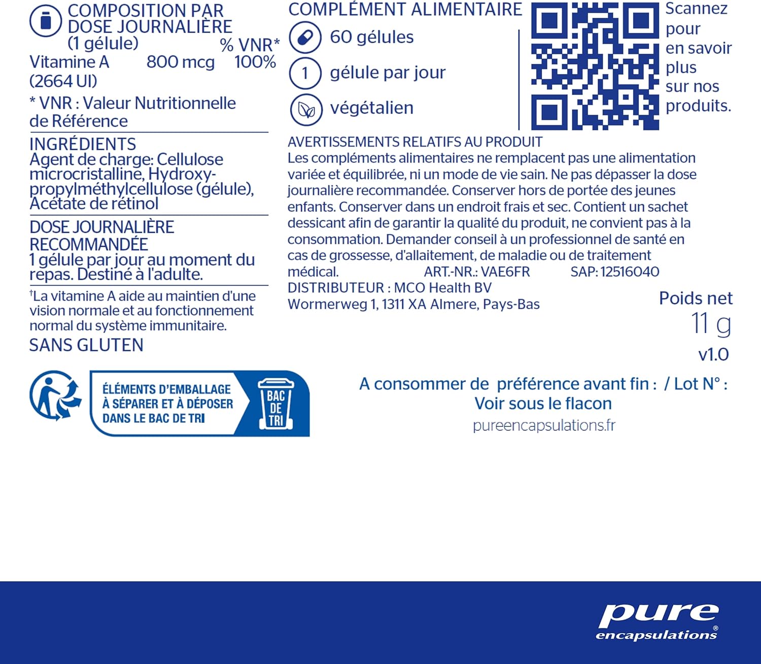 Vitamine A - Immunité et Vision - 60 Capsule