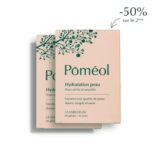 Complément Alimentaire Peau ǀ Hydratation & Eclat du teint ǀ La fabuleuse ǀ ǀ 2x30 Jours ǀ 2x60 gélules ǀ Zinc, Vit - C, E, Sélénium ǀ Poméol