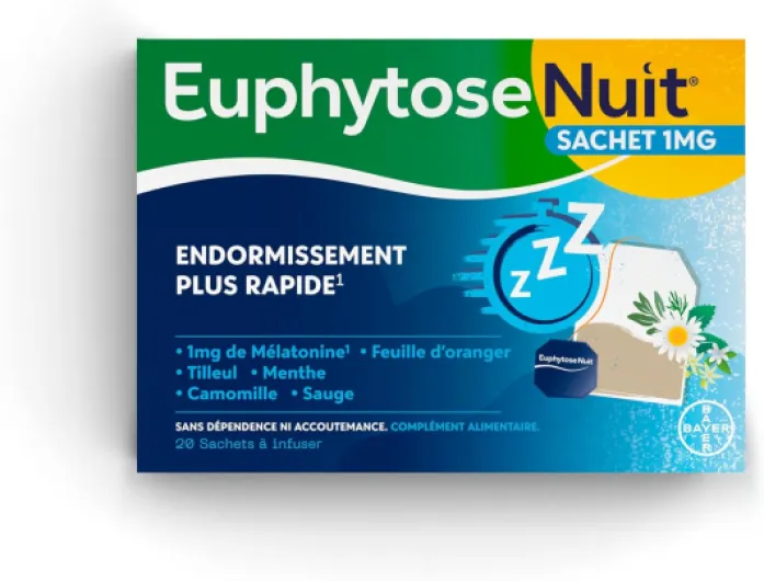 Nuit Sachet - Complément alimentaire sommeil adulte - Mélatonine 1mg Endormissement rapide - Feuille d'Oranger - 3 Packs de 20 Sachets à infuser - 20 nuits de sommeil - Fabriqué en Europe