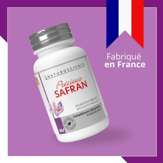 Précieux Safran - Complément Alimentaire Anti-Stress, Détente, Relaxation 100% Naturel, Fabriqué en France - Pur Extrait de Safran Breveté Affron - 60 Gélules