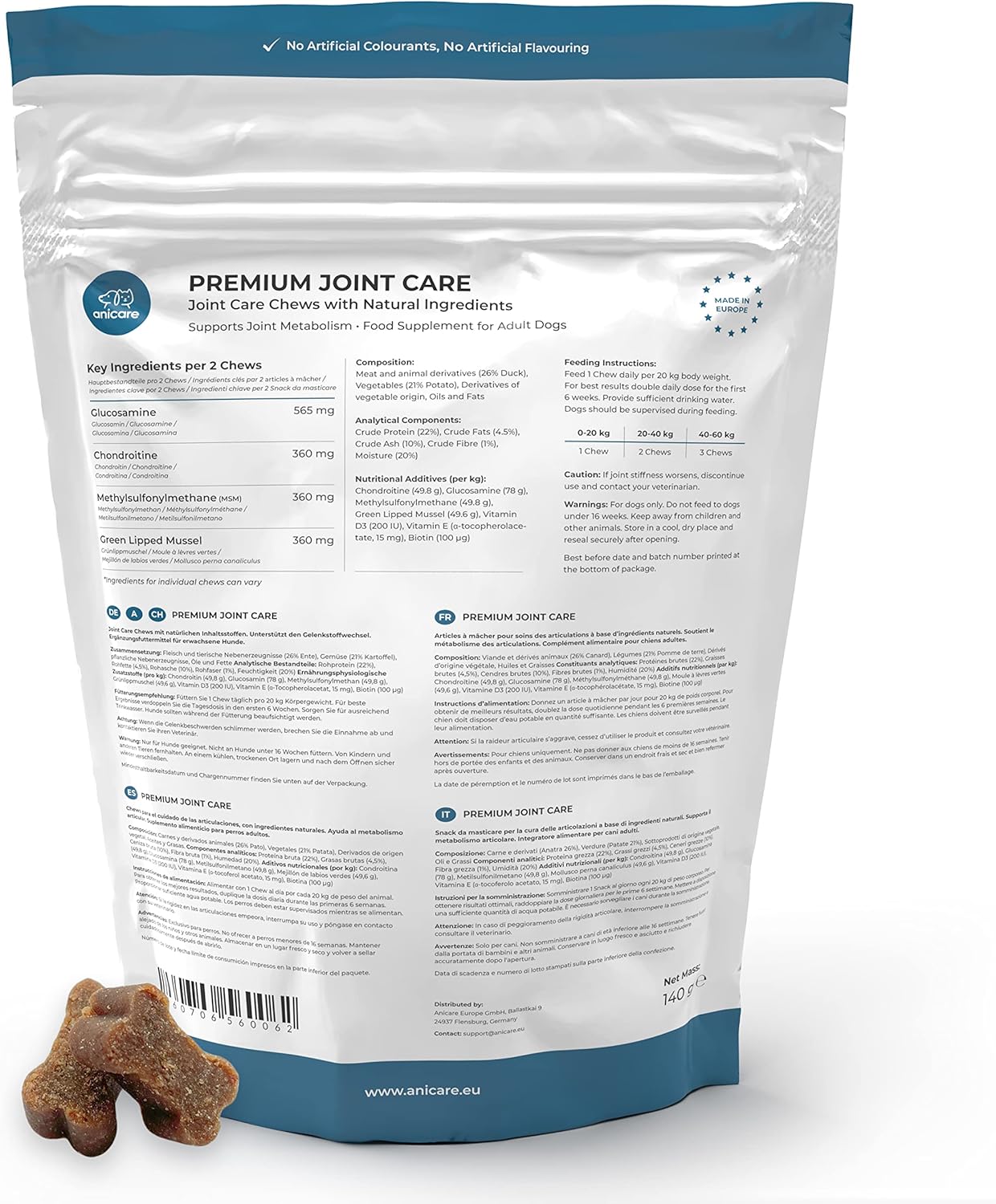 Premium Joint Care: Friandises à mâcher pour articulations! avec de la glucosamine, chondroïtine, du MSM et des moules aux orles Verts