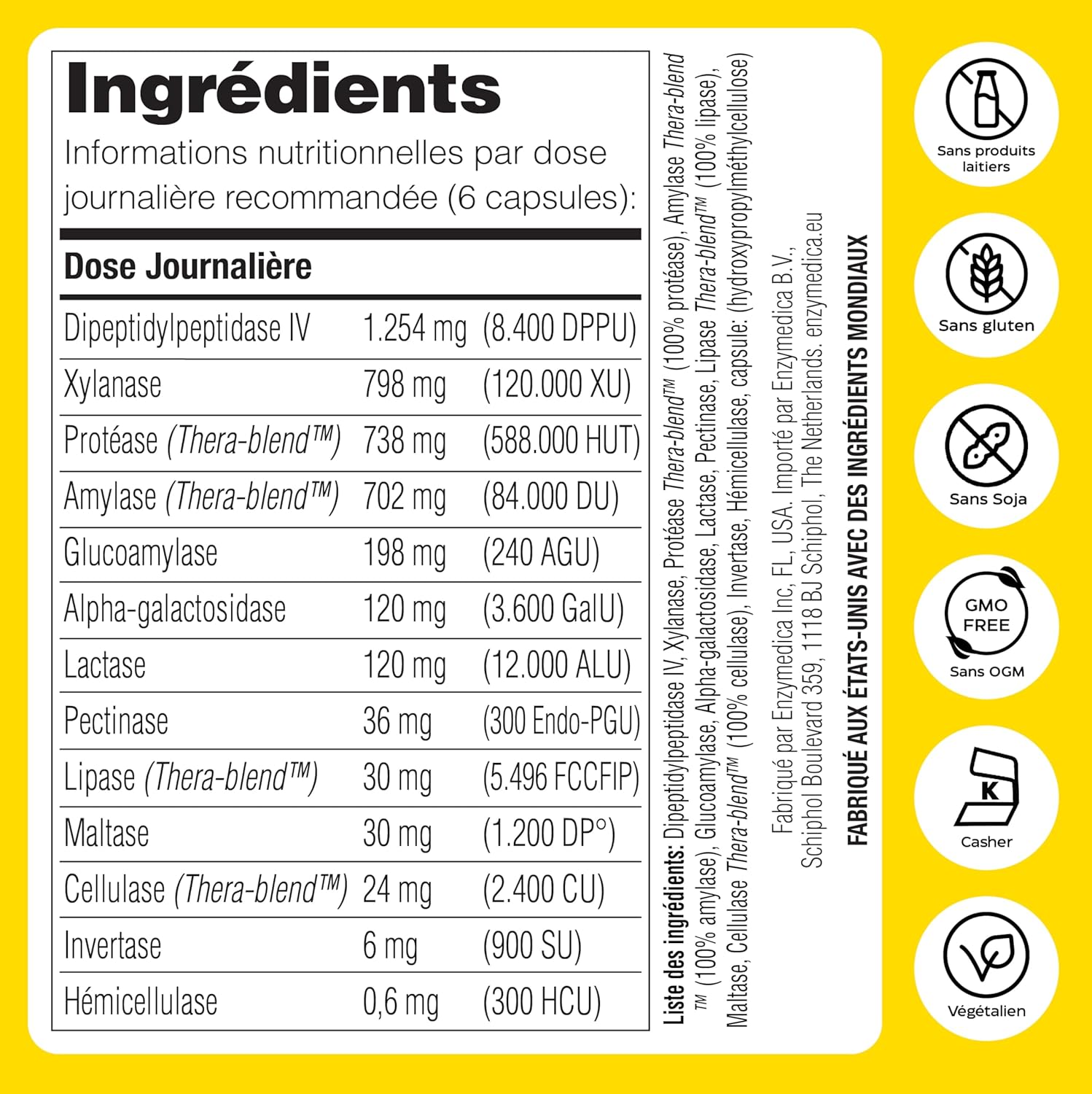 , Digest Spectrum, Indiqué Pour De Multiples Intolérances Alimentaires, Cible Le Gluten, Le Lactose, La Caséine Et Les Phénols, Sans Gluten, Sans Produits Laitiers, Végétarien, 90 Capsules