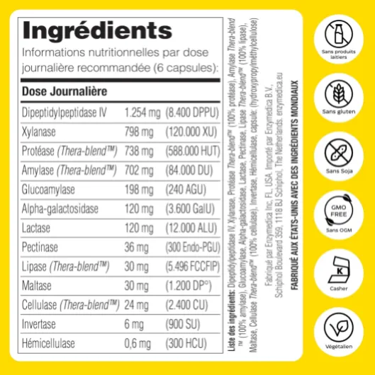 , Digest Spectrum, Indiqué Pour De Multiples Intolérances Alimentaires, Cible Le Gluten, Le Lactose, La Caséine Et Les Phénols, Sans Gluten, Sans Produits Laitiers, Végétarien, 90 Capsules