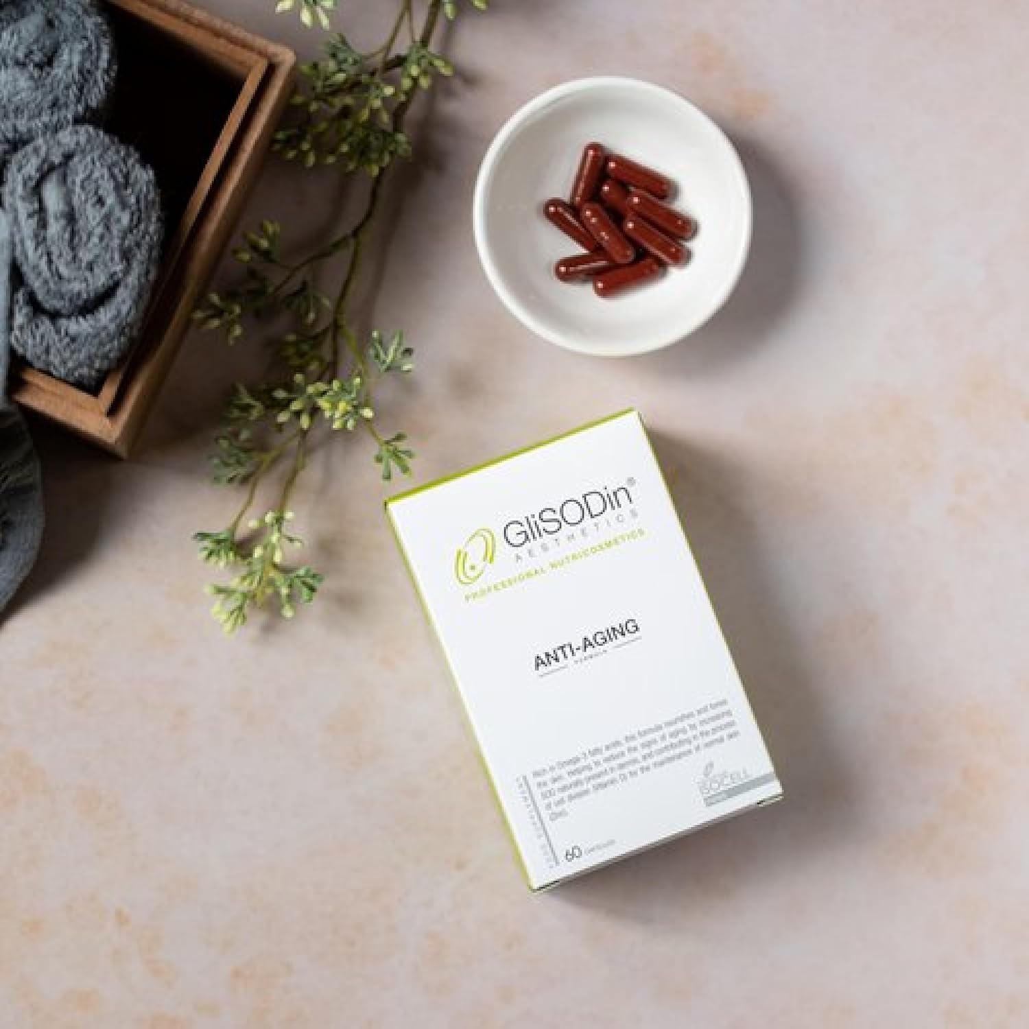GliSODin Anti-Âge – Complément avec ingrédients hydratants, cliniquement prouvé, aide à une peau plus éclatante et réduit les rides – 60 gélules