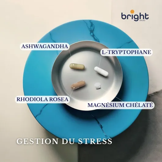 L-Tryptophane Magnésium Ashwagandha Rhodiola – Gestion de l’Équilibre Émotionnel et de l’Énergie, 4 Compléments en 1 Paquet pour Bien-être Mental et Vitalité I 28 Doses Journalières