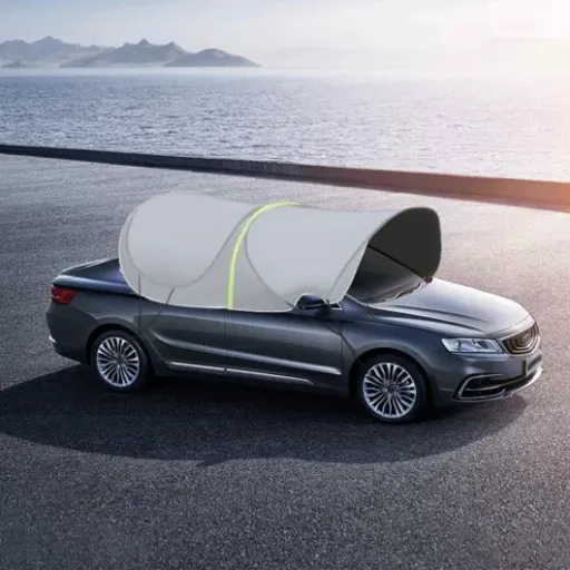 Test Falling de protection auto-anti-UV : le grand parapluie de bagnole qui tente de tout couvrir