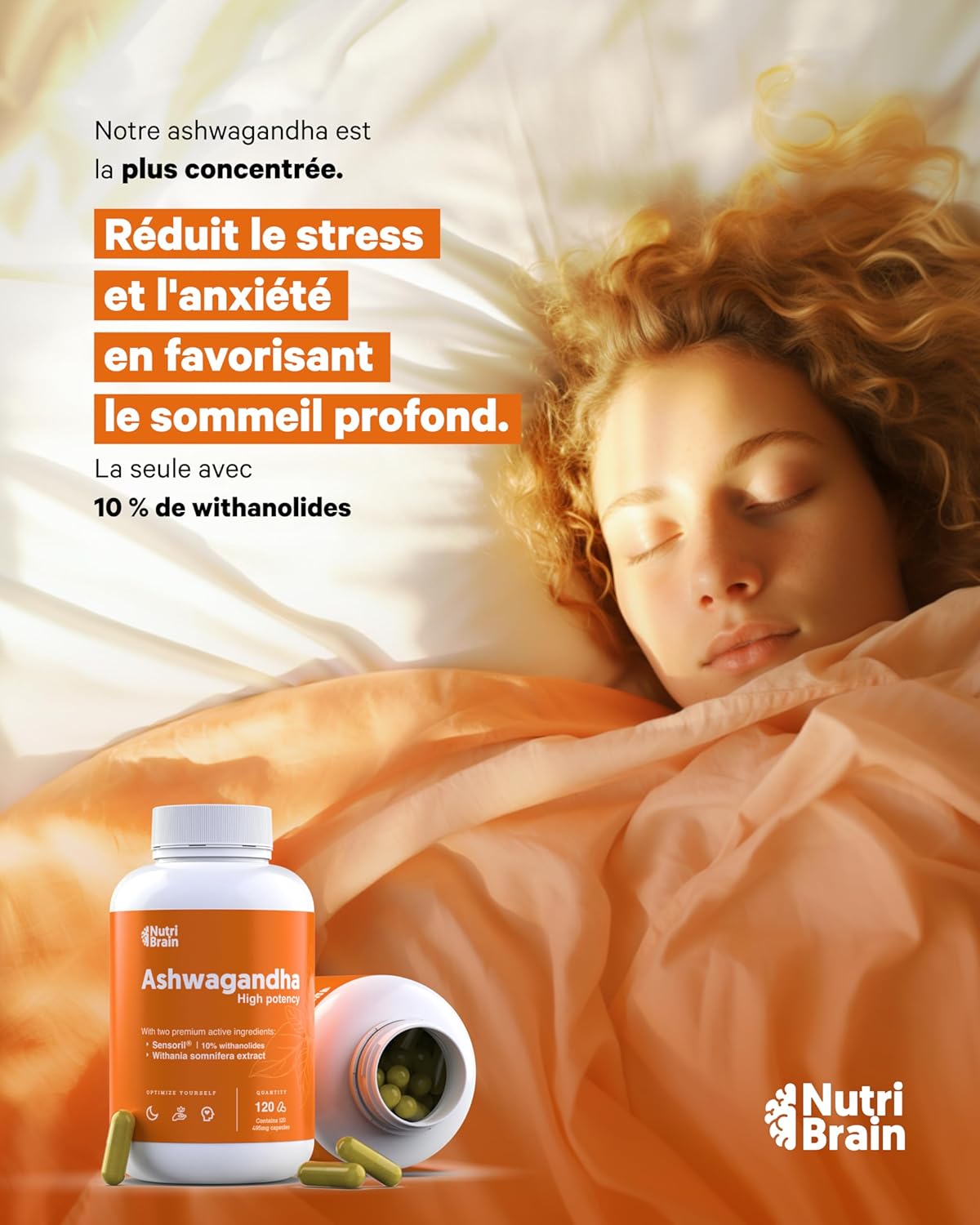 Ashwagandha High Potency: Adaptogène et Nootropique avec Sensoril® (10% Withanolides) - Sommeil profond, bien-être général, énergie, concentration - 4 mois - 2x plus concentré que KSM-66 Ashwagandha 1 unité (Lot de 1)