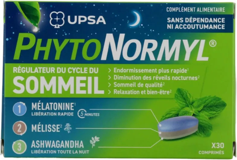 Phytonormyl Sommeil - Complément Alimentaire Naturel - Favorise l’Endormissement et la Qualité du Sommeil - Mélisse, Passiflore, Valériane - 30 comprimés