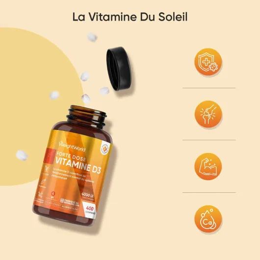 Vitamine D3 4000ui, 400 Micro Comprimés (pour +1 An d'Approvisionnement), Vit D Cholécalciférol Végétarienne sans Stéarate de Magnésium, 1 Comprimé tous les 2 Jours