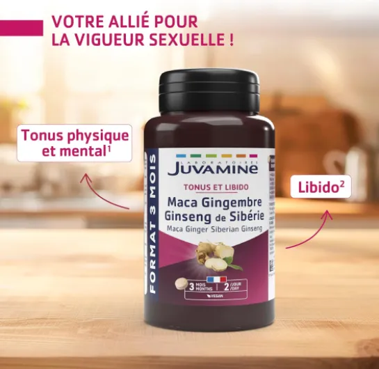 Maca Gingembre Ginseng de Sibérie - Tonus et Libido - Energie Physique et Mentale au Quotidien - Homme et Femme - 180 Comprimés - 3 Mois - Fabriqué en France 180 unité (Lot de 1)