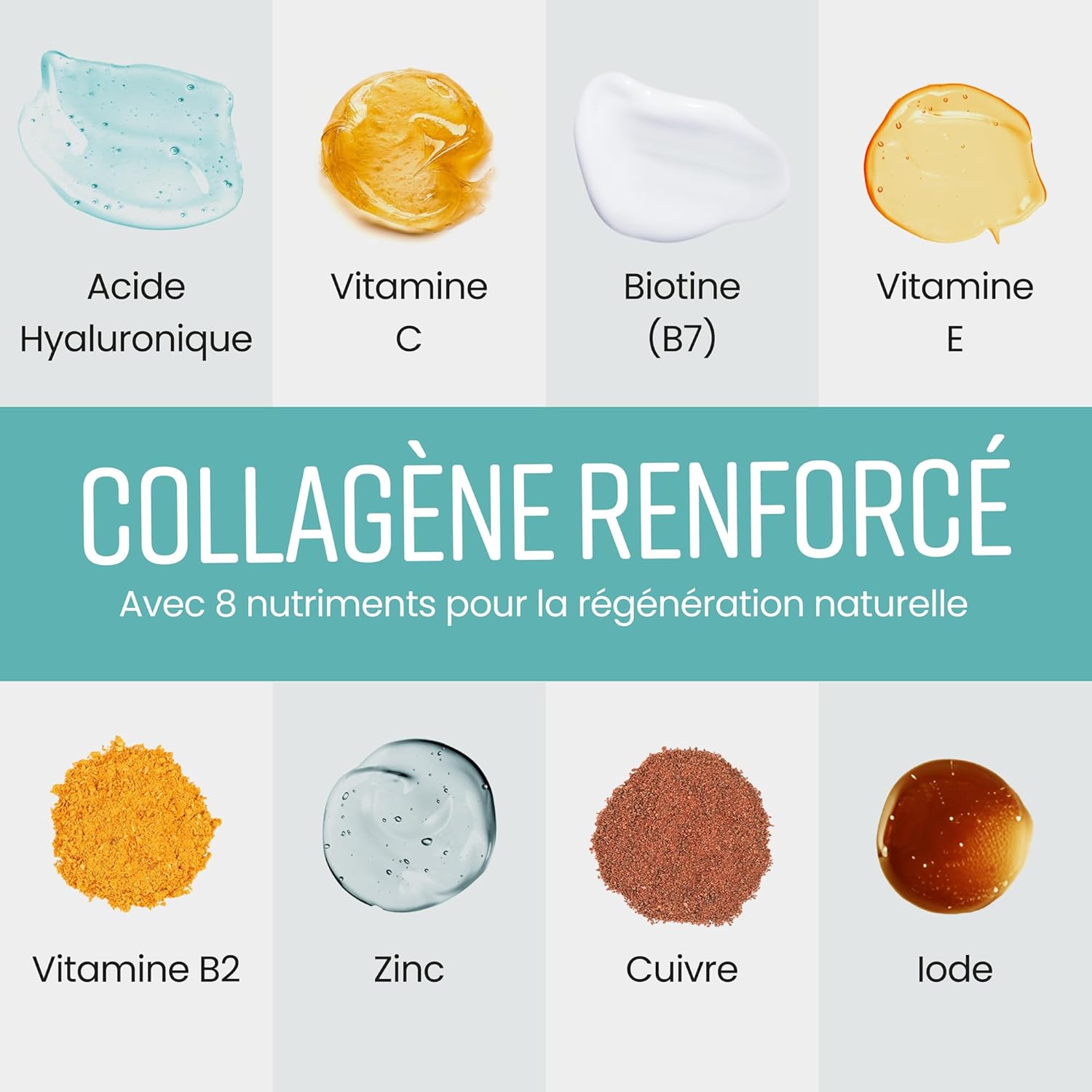 Collagène Marin et Acide Hyaluronique 2450 mg - Peptide de Collagene Marin Gelules + Vitamine C, E, B2, Zinc - Complément Alimentaire Peau, Cheveux, Articulations - VitaBright Collagene Hydrolysé