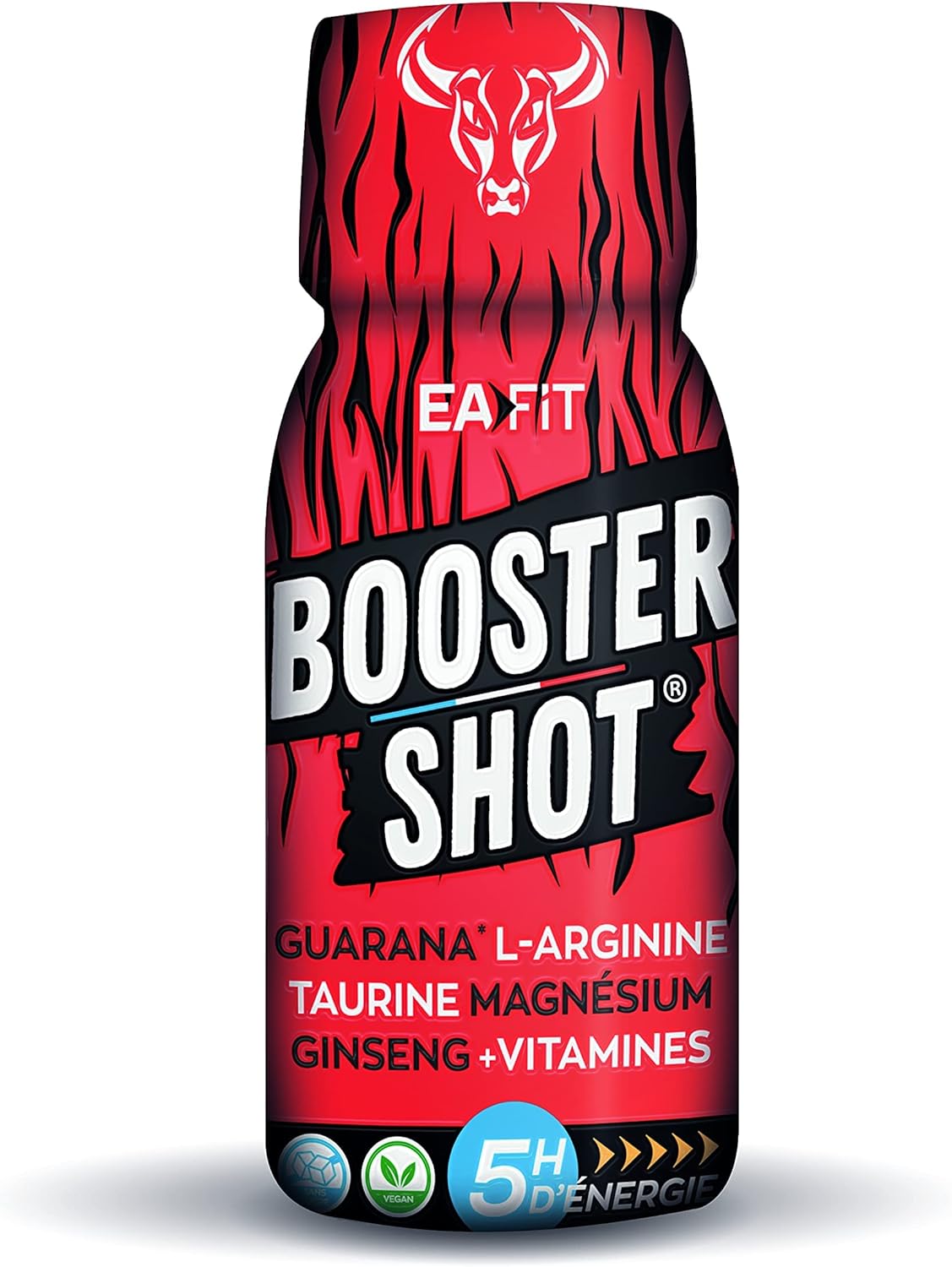 BOOSTER SHOT - Présentoir de 20 Shot de 60 ml - 5h d'énergie Immédiate - Sans Sucre - Saveur Mangue - Certifié VEGAN - Marque Française - Certifié Anti-dopage BOOSTER SHOT - Mangue - Lot de 20