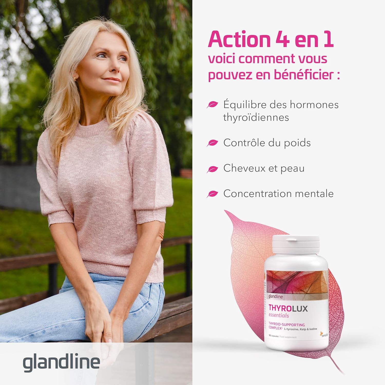 ThyroLux Essentials - L-Tyrosine 200 mg, 180 Gélules - Zinc, Manganèse, l'Iode et le Sélénium contribuent à une Fonction Thyroïdienne Normale, Cure de 180 Jours