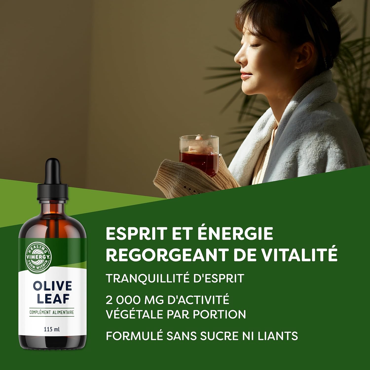 Feuilles d'Olivier, 57 Portions – Extrait Feuilles Olivier Liquide – Complément Végétalien – Formulé sans Sucre ni Liant – Sans OGM et sans Gluten (115 ml)