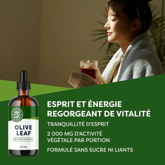 Feuilles d'Olivier, 57 Portions – Extrait Feuilles Olivier Liquide – Complément Végétalien – Formulé sans Sucre ni Liant – Sans OGM et sans Gluten (115 ml)