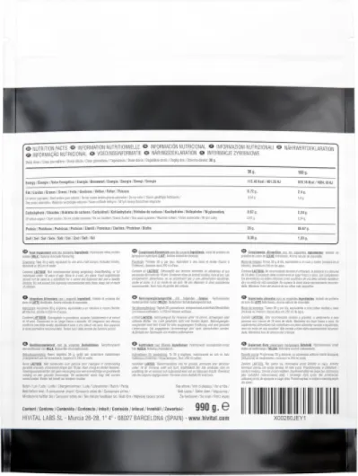 Isolat de Protéines de Lactosérum 990 g pour 1 mois de traitement - 26 g par jour d'Isolat de Protéine Whey 100% pur et 100% Naturel - NATURE - Sans soja - Fabriqué en Europe par HIVITAL
