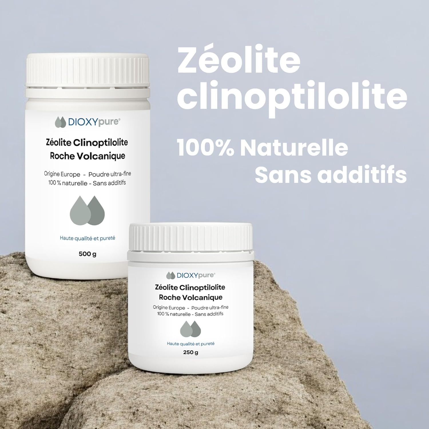 Zéolite - Roche volcanique pure et 100% naturelle - Pureté ≃94% en Clinoptilolite - Origine EU - 500g - Poudre ultra-fine - Sans additifs - testée et contrôlée en Allemagne 500 g